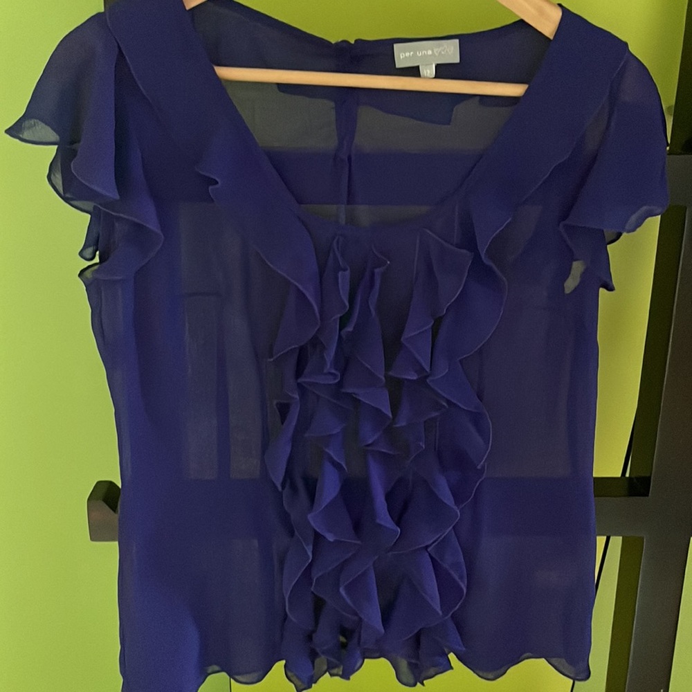 Beautiful M&S per una purple ruffled top with camisole, UK 12 - Picture 4 of 7